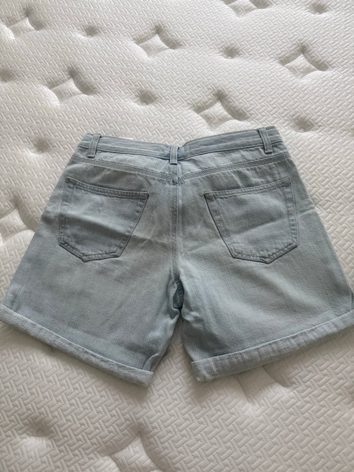 Buz mavisi Kadın Kot Şort Mini Rahat Kesim - Görsel 3