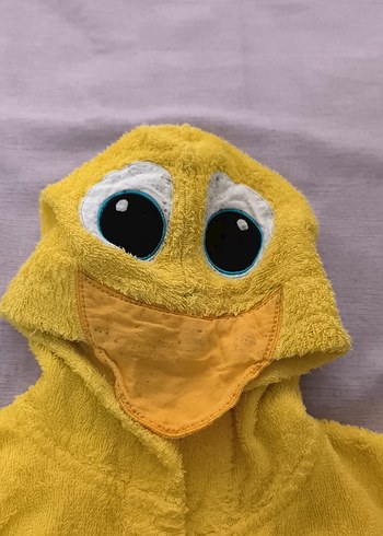 Sarı Kapüşonlu kız Erkek Çocuk Bornozu