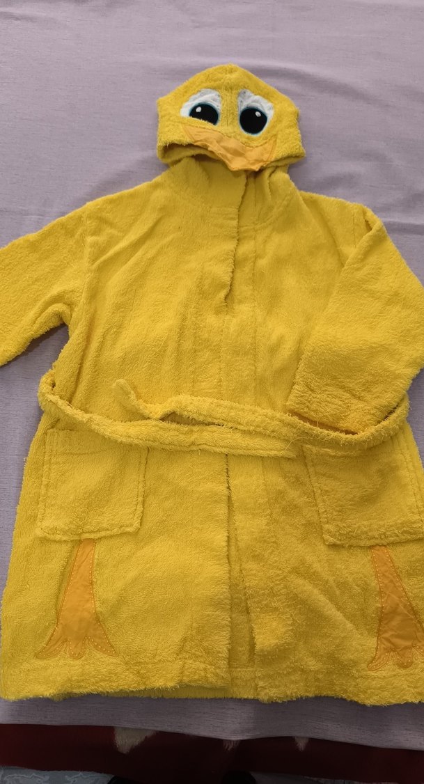 Sarı Kapüşonlu kız  Erkek Çocuk Bornozu - Görsel 2