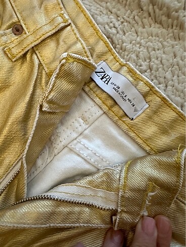 m Beden Gold Zara Deri Pantolon