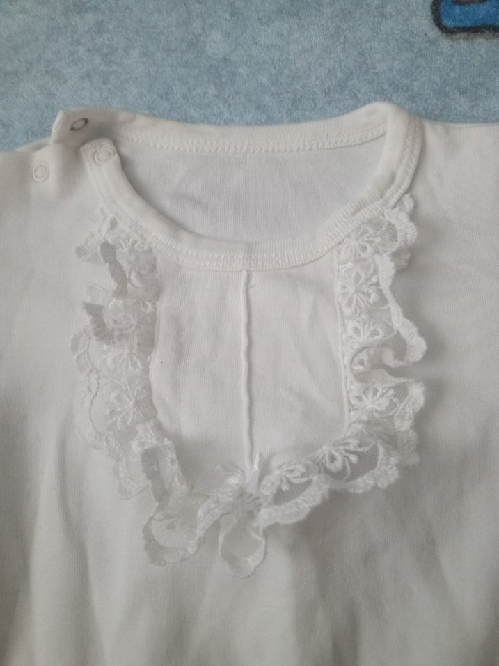 Uzun Kollu Beyaz Dantelli Bebek zıbın - Görsel 2