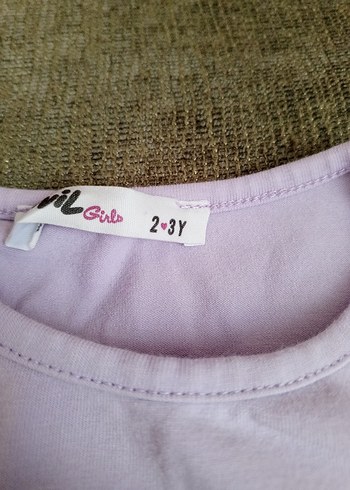 Mor Uzun Kollu Kız Tişörtü Payetli Baskılı - Görsel 2