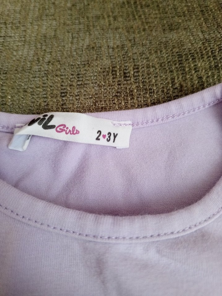 Mor Uzun Kollu Kız Tişörtü Payetli Baskılı - Görsel 2