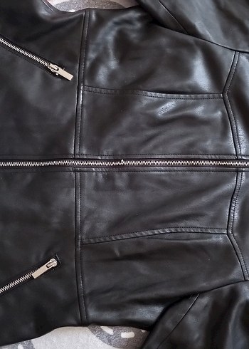 xl Beden Kadın Siyah Deri Biker Ceket