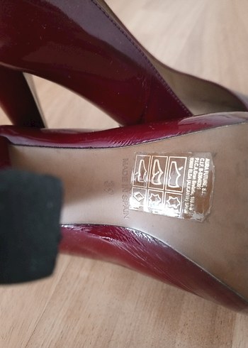 39 Beden bordo Renk Parlak Bordo Kadın Stiletto - Ofis Şıklığı