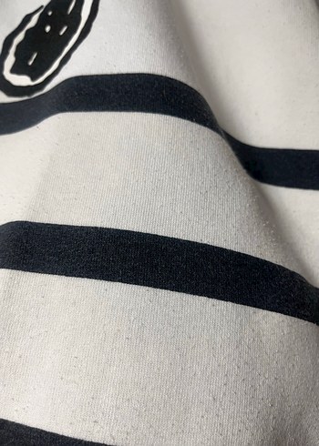 universal Beden Snoopy Baskılı Gri Çizgili Kadın Sweatshirt