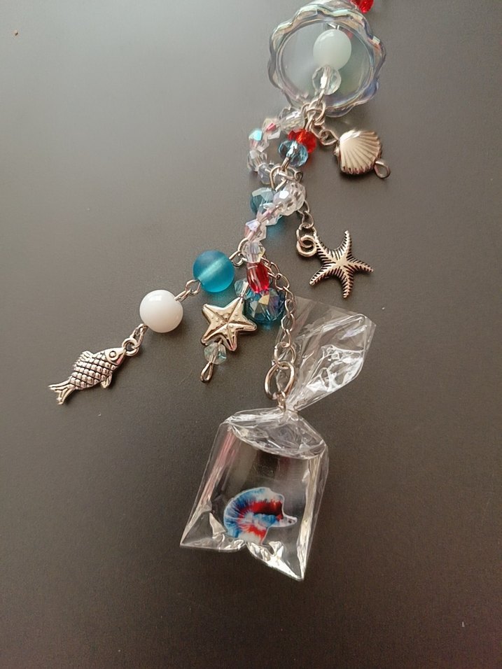 Turkuaz Boncuklu Bohem Anahtarlık - Görsel 3