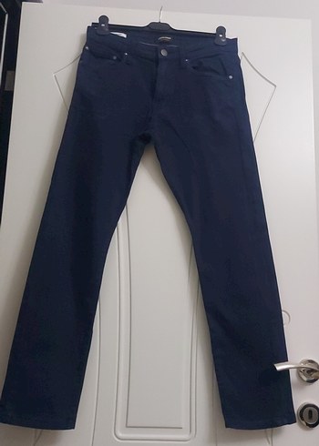 Erkek Lacivert Kemerli Regular Fit Kot Pantolon jack jons