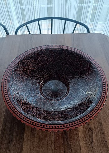 Kahverengi Desenli dekoratif tabak - Görsel 2