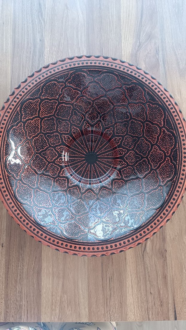 Kahverengi Desenli dekoratif tabak - Görsel 3