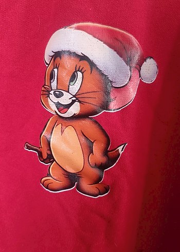 Kırmızı Kapüşonlu Kadın Sweatshirt - Görsel 2