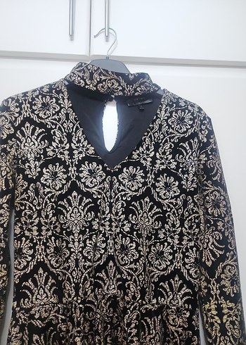 Diğer Uzun Siyah Dantel Desenli Gotik Abiye Elbise