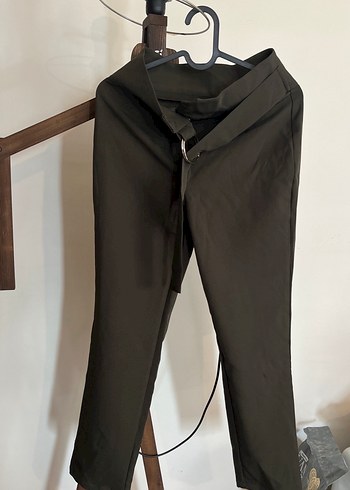 Yeşil Siyah Midi Kumaş Pantolon
