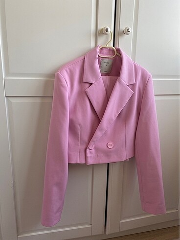 Quzu Şeker pembesi blazer takım