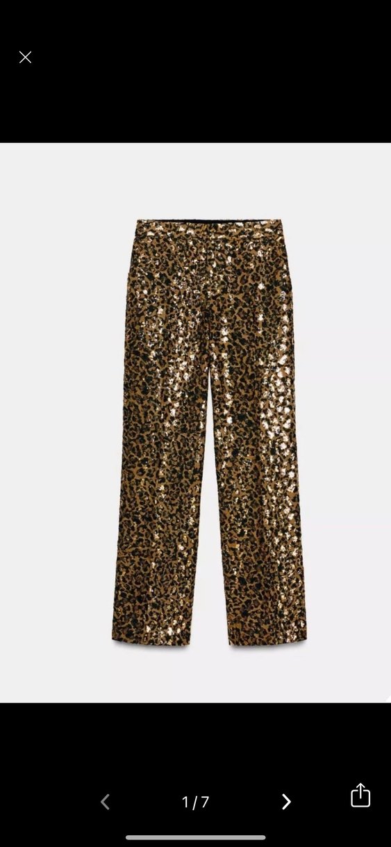 Pul Detaylı Leopar Desenli Deri Kadın Pantolon - Görsel 3