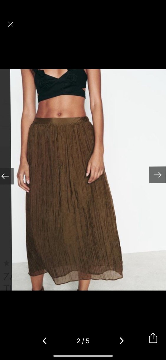 Zara Kadın Bej Uzun Pilili Keten Etek - Görsel 2