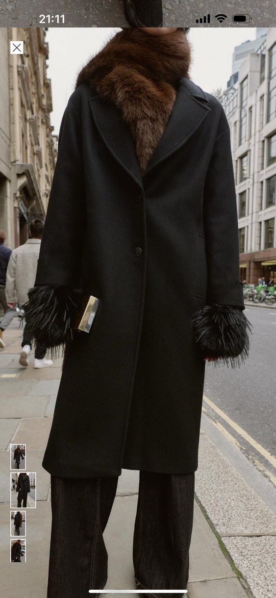 Siyah Uzun Düğmeli Kaban - Görsel 2