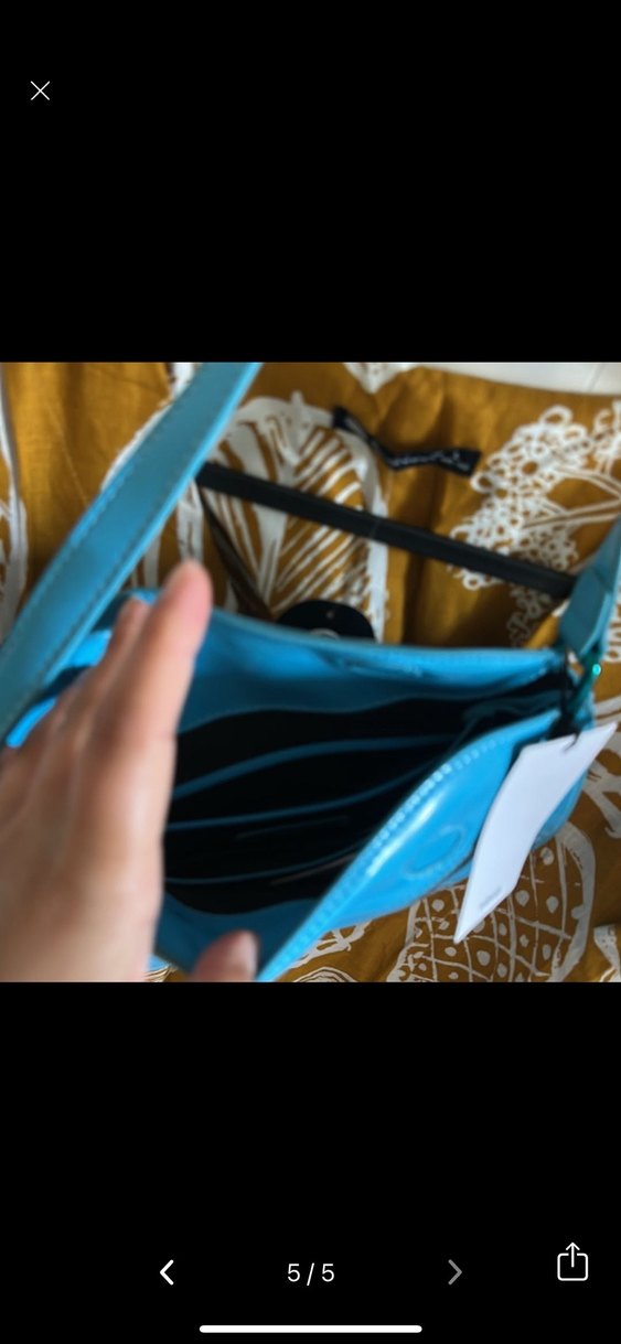 Mavi Deri Kadın Omuz Çantası - Görsel 2