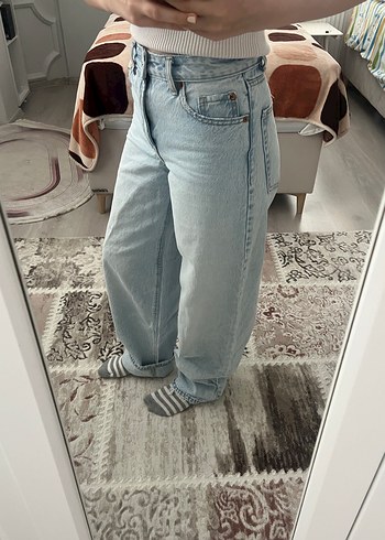 Stradivarius Açık mavi baggy jean