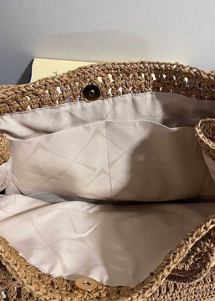 Motıflı hasır canta - Görsel 4