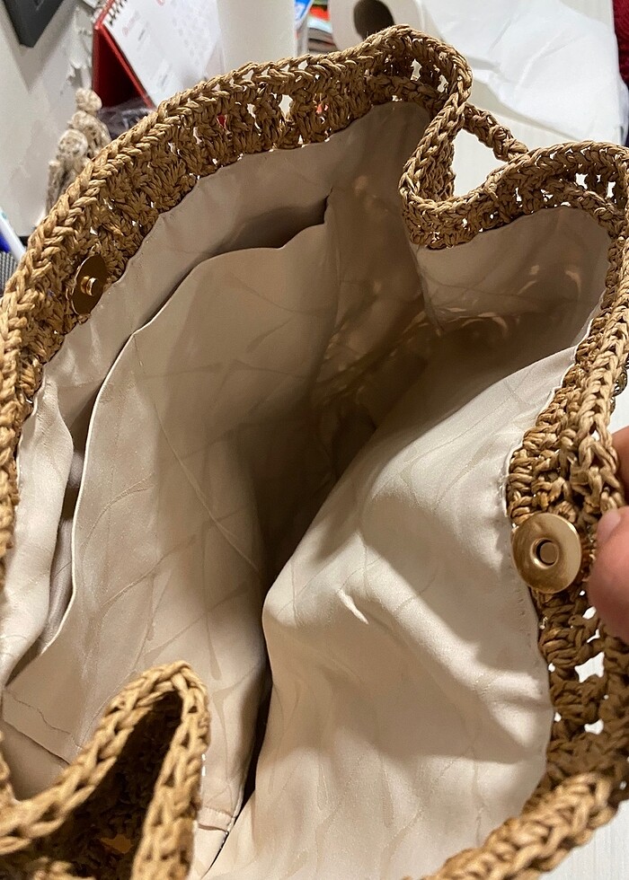 Motıflı hasır canta - Görsel 5