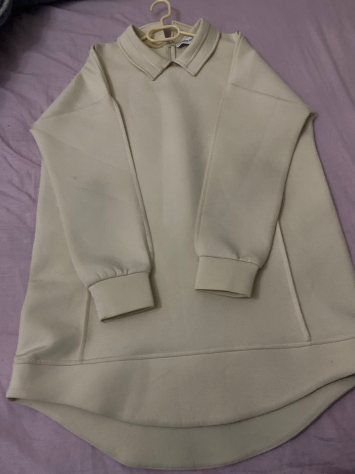 Beyaz Yakalı Kadın scuba kumas kazak - Görsel 2