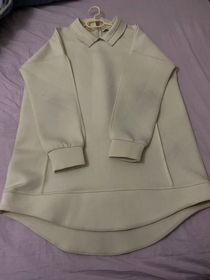 Beyaz Yakalı Kadın scuba kumas kazak - Görsel 3