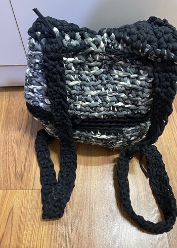 Gri Örgü Bohem Kadın Çanta - Görsel 4