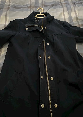 Düğmeli Siyah Midi Kot Ceket - Görsel 5