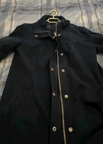 Düğmeli Siyah Midi Kot Ceket - Görsel 6