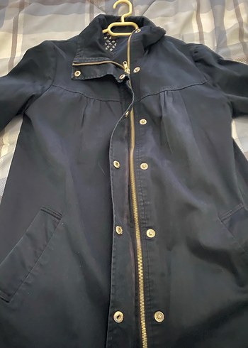 Düğmeli Siyah Midi Kot Ceket - Görsel 7