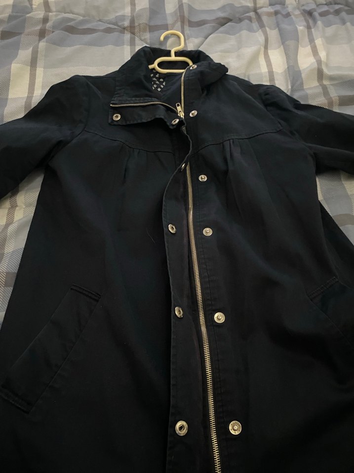 Düğmeli Siyah Midi Kot Ceket - Görsel 5