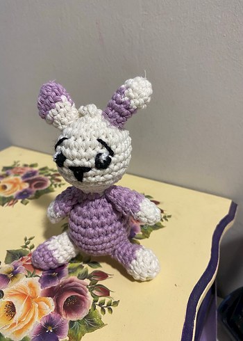 Pastel Mor Örgü Tavşan anahtarlık - Görsel 2