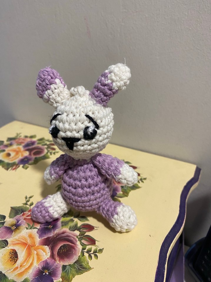 Pastel Mor Örgü Tavşan anahtarlık - Görsel 2