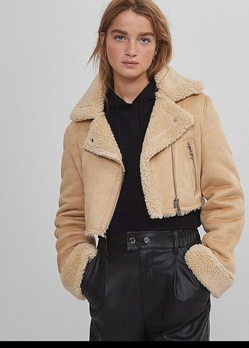 Kürklü Kısa Bej Kadın Ceket - Görsel 2