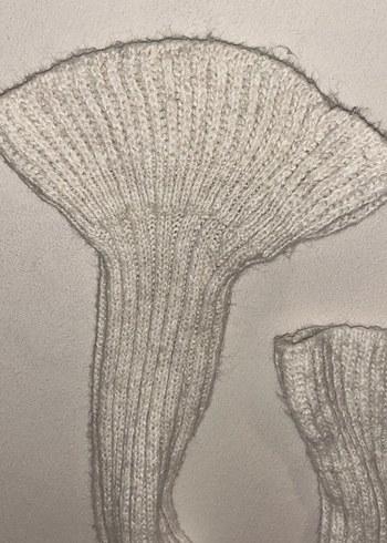 Bej Kadın Triko kolları ve beli fırfırlı Kazak - Görsel 5