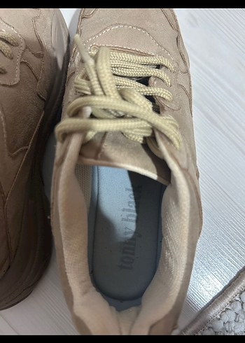 Bej Platform Topuklu Bağcıklı Kadın Spor Ayakkabı - Görsel 2