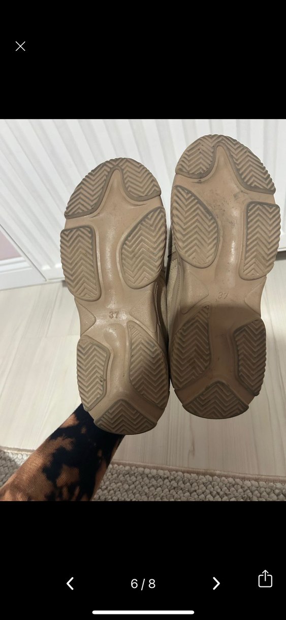 Bej Platform Topuklu Bağcıklı Kadın Spor Ayakkabı - Görsel 4