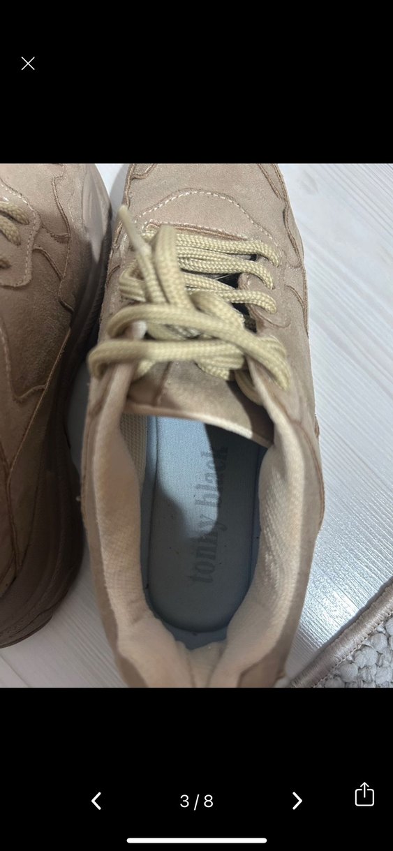 Bej Platform Topuklu Bağcıklı Kadın Spor Ayakkabı - Görsel 2