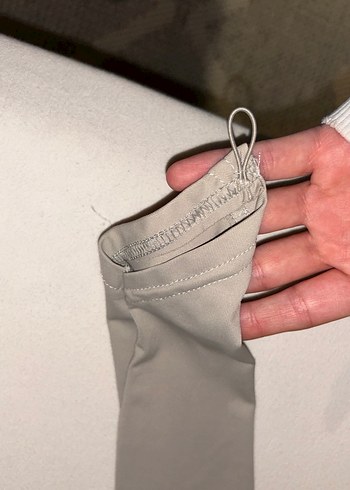 Uzun Kollu Gri Drapeli bsiiklet Yaka önden dekolteli elbise - Görsel 3