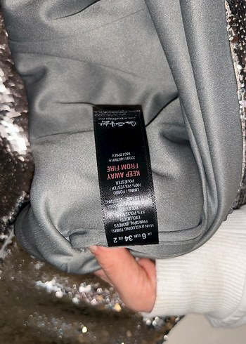 Gri pul payet Kadın Abiye Elbise - Görsel 6