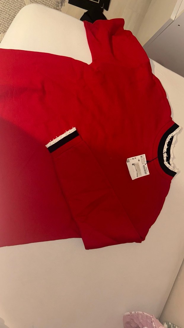 Kırmızı Kadın Sweatshirt - Görsel 3