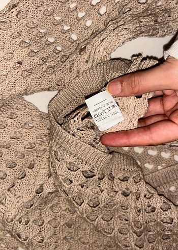 Bej Örgü Bohem Uzun Kollu Kadın Kazak etek takım - Görsel 6