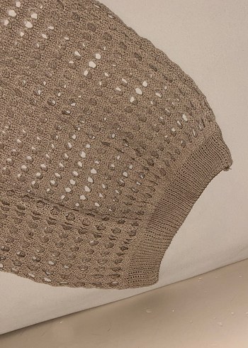 Bej Örgü Bohem Uzun Kollu Kadın Kazak etek takım - Görsel 5