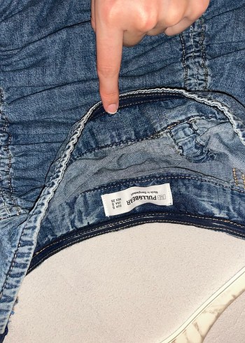 Kadın Lacivert Pileli Midi Denim straples Elbise - Görsel 6