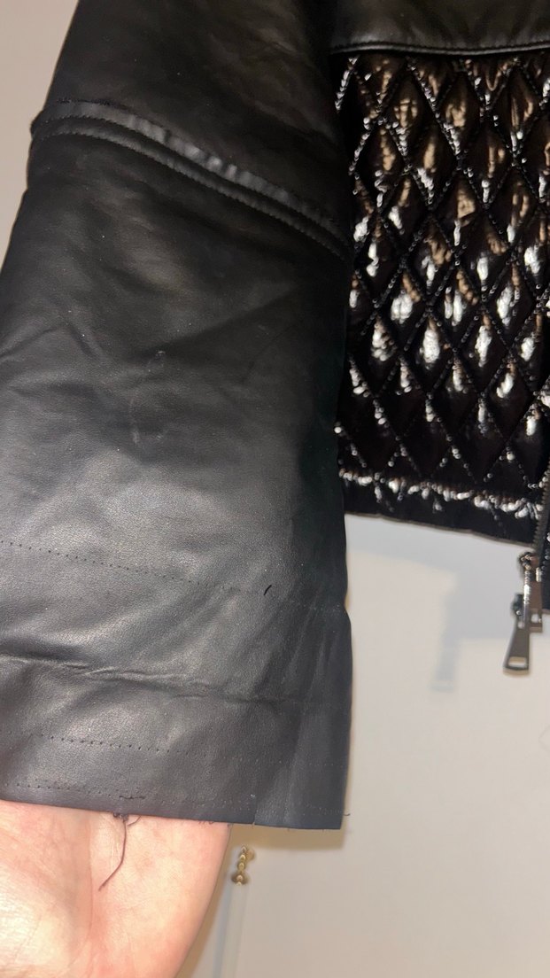 ÖZEL TASARIM Kürk Detaylı Siyah Deri Biker Ceket - Görsel 3