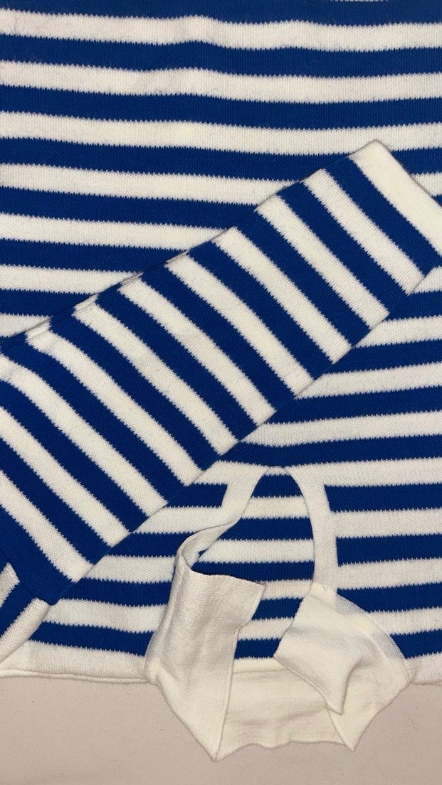 Mavi Beyaz Çizgili Kadın Triko - Görsel 4