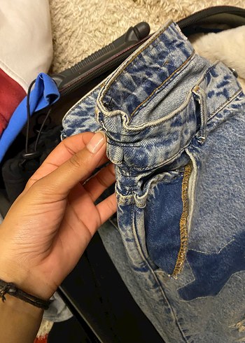 36 Beden mavi Renk Yıldızlı baggy pantolon