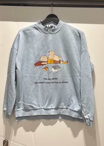 Mavi Baskılı Kadın Sweatshirt
