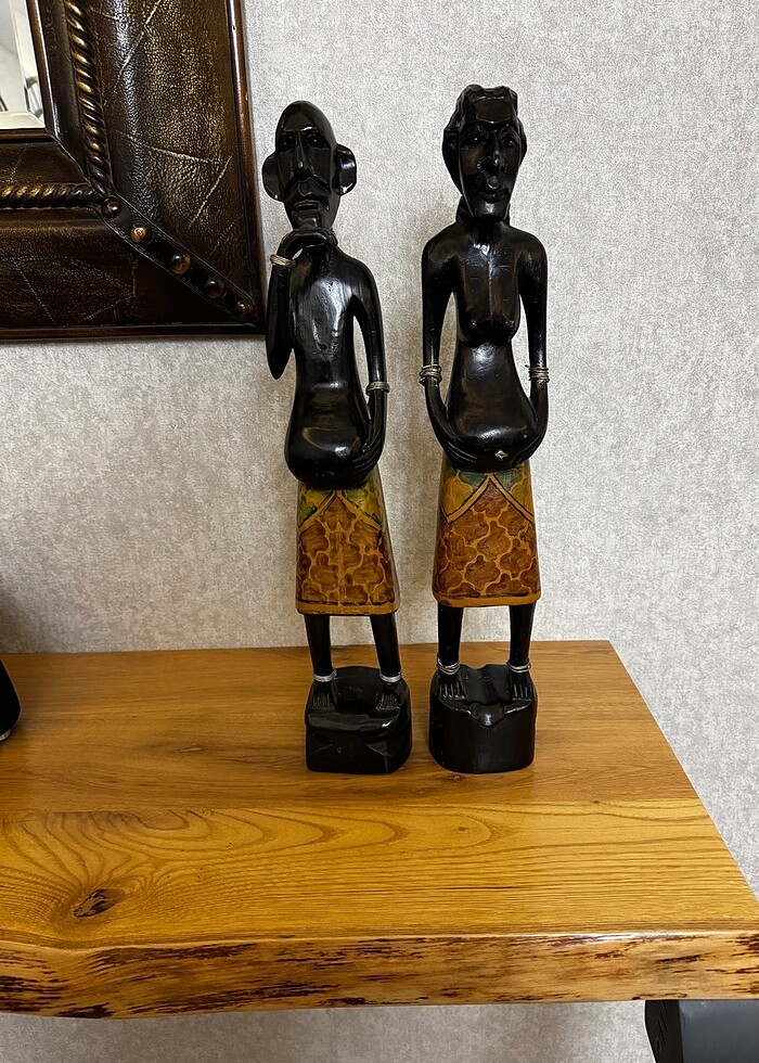 El Yapımı Ahşap İkili Figür - Görsel 2